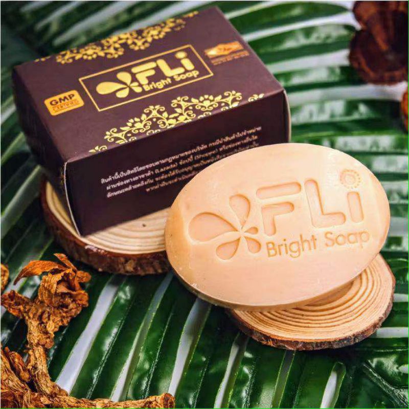 สบู่ 🚿FLI Bright Soap สบู่สมุนไพรไทย กำจัดติ่งเนื้อ ฝ้า กระ สิว ลด ผดผื่น คัน
