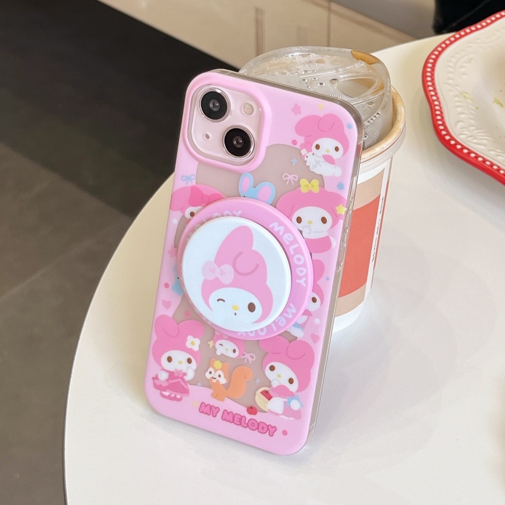 เคสใสขุ่นน้องมายชมพู + griptok งานแม่เหล็ก เคสไอโฟน พร้อมส่ง เคสสำหรับ IPHONE CASE 13-16PROMAX