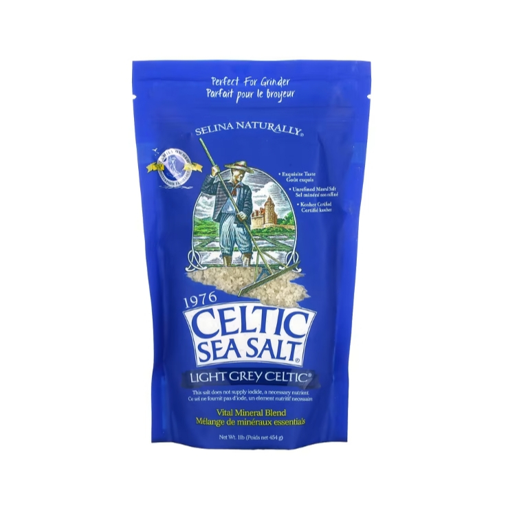 Celtic Sea Salt Light Grey Celtic Vital Mineral Blend 454g. เหมาะสำหรับบด เกลือทะเลเซลติก สีเทาอ่อน 