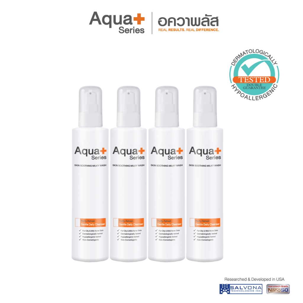 (ส่งฟรี) Aqua+ Series Skin Soothing Milky Wash 175 ml.(4 ขวด) โฟมล้างหน้าสูตรน้ำนม