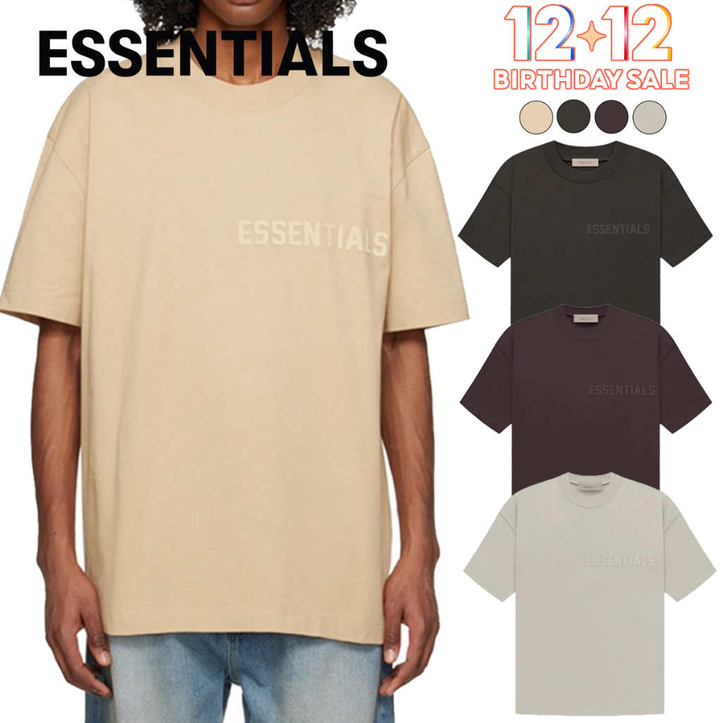 Sale New เสื้อยืด เสื้อยืด Fear Of God Essentials ของแท้ (SS23, FW22) แขนสั้นลำลองสไตล์อเมริกัน