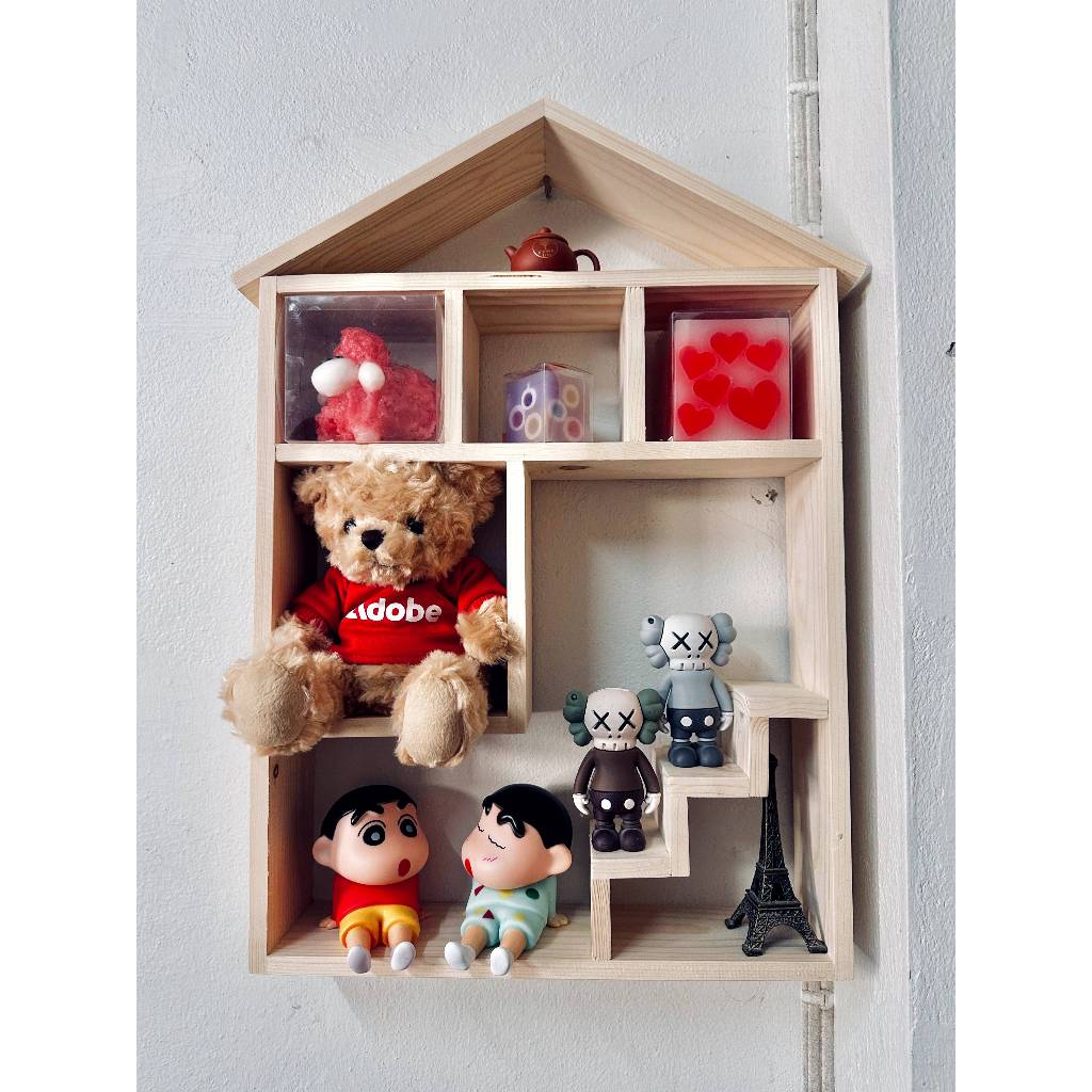 บ้านไม้สนขั้นบรรได ชั้นไม้วางของ ชั้นวางต้นไม้