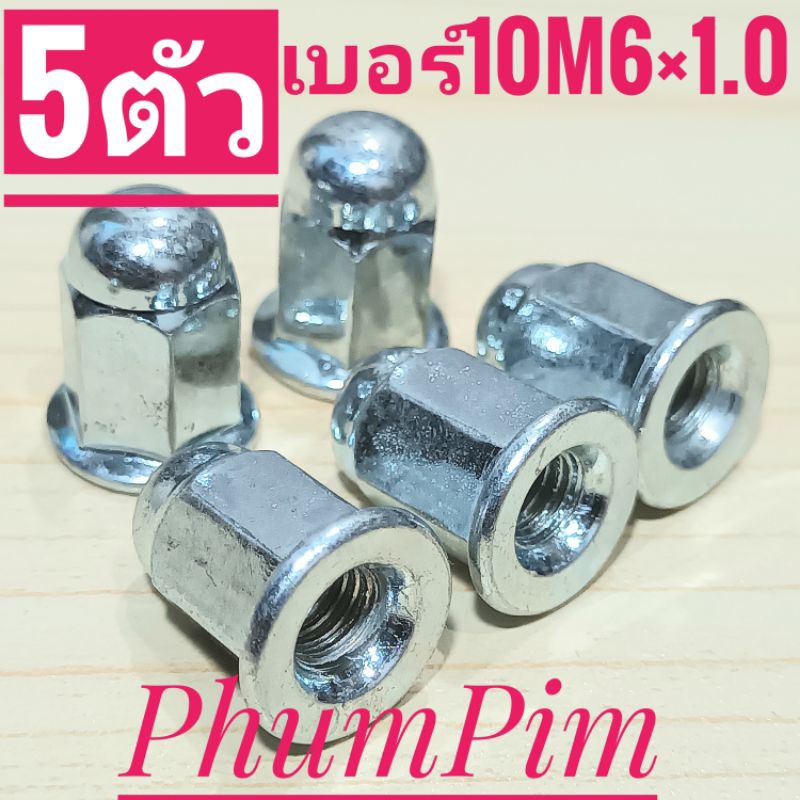 น็อตตัวเมียเกลียวM6×1.0#10 น็อตฝาสูบ(1ถุง5ตัว)คอท่อ4จังหวะรุ่นเก่าใช้ขันกับประแจเบอร์10