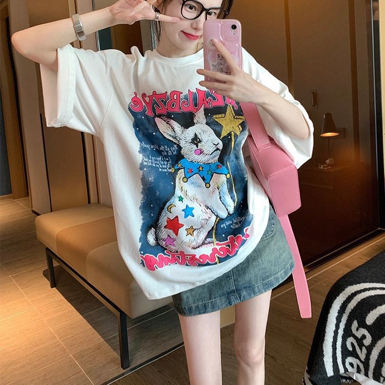 เสื้อยืด ลายกระต่าย เสื้อผ้าผู้หญิง (อก 42) #พร้อมส่งจากไทย