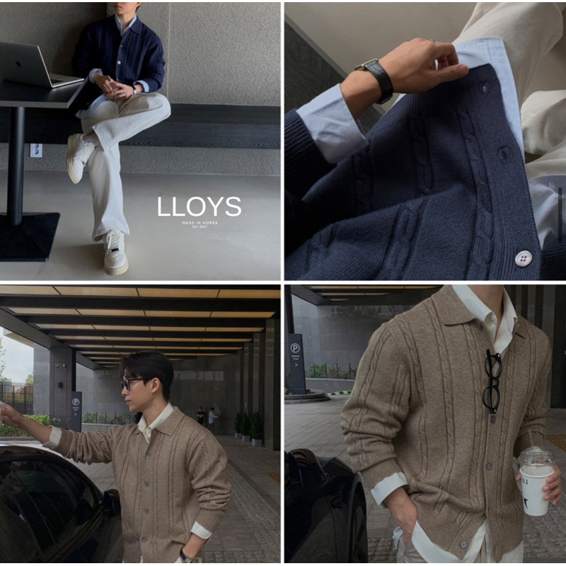 Chloe Cable Cardigan knit นำเข้าจากเกาหลี ผ้า Modal 54% Polyester 26% Acrylic 20% ผ้านิ่ม เป็นคอปก มีกระดุม