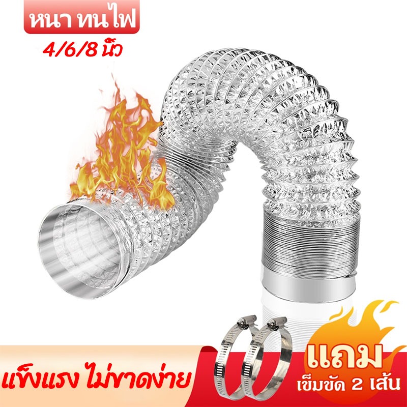 【ปรับยืดได้ ทนต่ออุณหภูมิสูง】พัดลมดูดอากาศ 4/6/8 นิ้ว ยาว 1.5/3/5 เมตร แถมฟรีเข็มขัดรัด 2 ชิ้น ท่อแอร์เคลื่อนที่