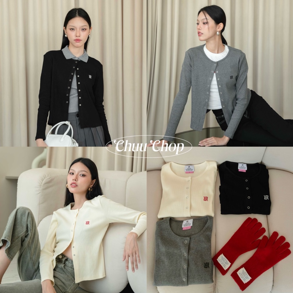 15.2ใช้โค้ด(30WOW200)ลดสูงสุด200.-chuuchop(C8372) Chummy Cardigan คาดิแกนไหมพรมแขนยาวผ้าร่องเล็ก
