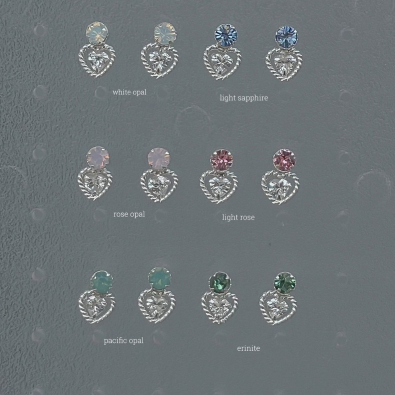 SissyJewelry // ต่างหูเงินแท้ รุ่น  gem with heart in twisted heart stud