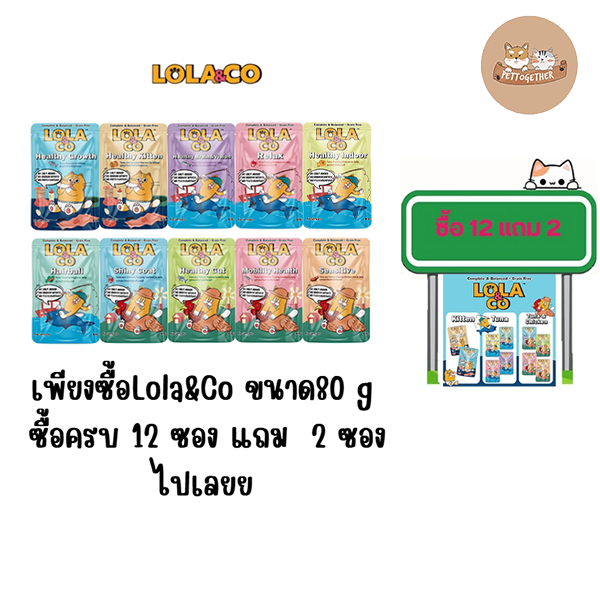 Lola & Co อาหารเปียกแมว สำหรับลูกแมวและแมวโต ขนาด 80 กรัม.