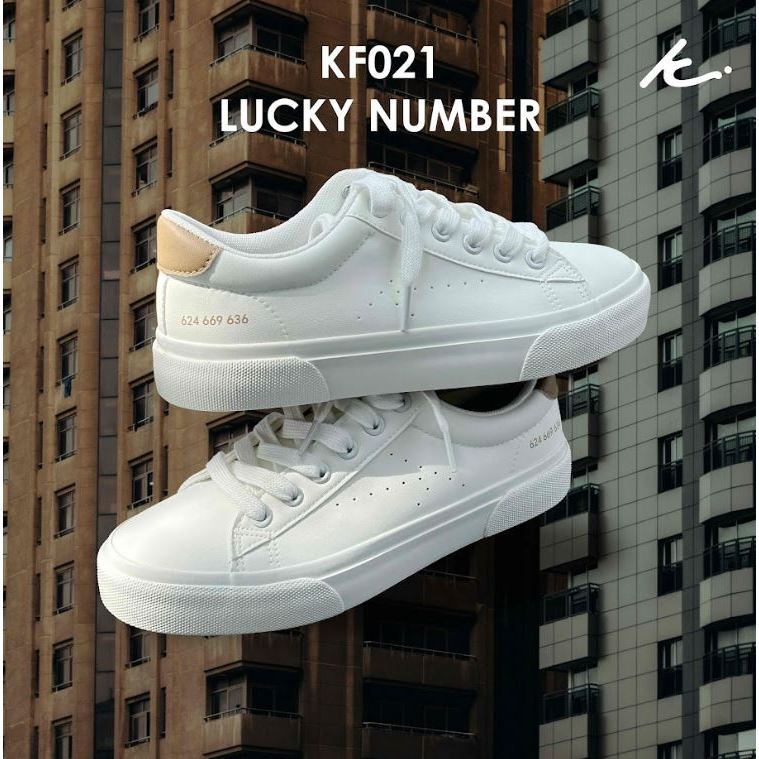 KIM&CO. Lucky number (KF021M) รองเท้าผ้าใบมูเตลู ทั้งเรื่องการงาน การเงิน ความรัก ดีไซน์สวย วัสดุหนัง PU พรีเมี่ยม