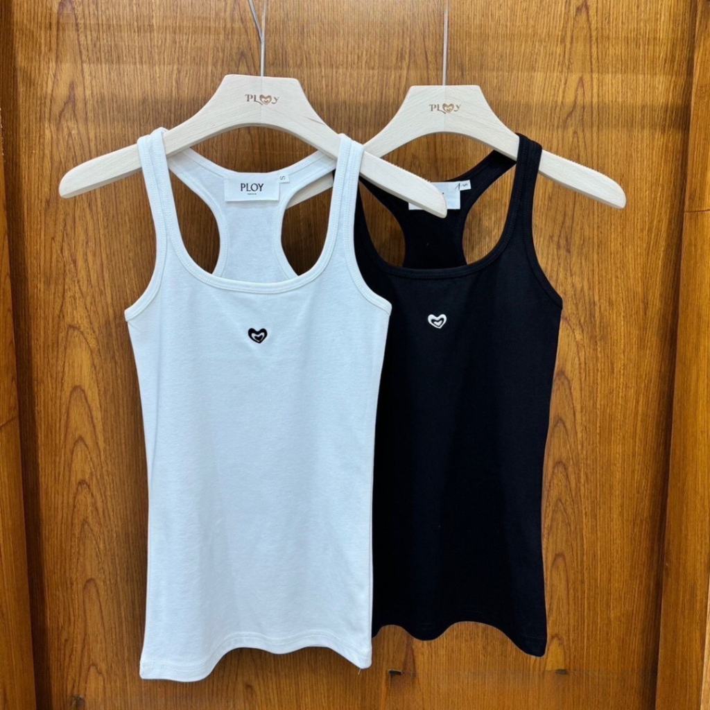 PP0232 เสื้อกล้ามคอเหลี่ยม ปักหัวใจ PLOY Women