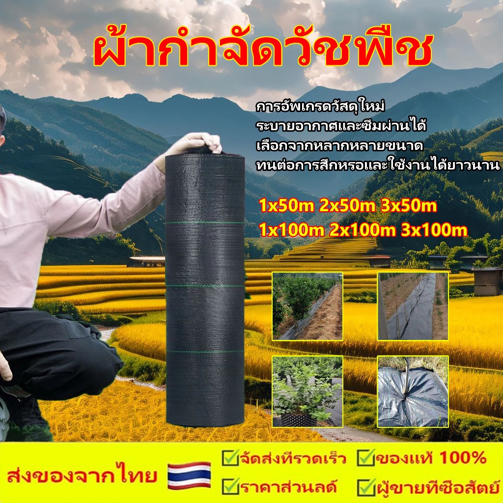 (กรุงเทพจัดส่งสินค้า)ผ้าคลุมดิน พลาสติกคลุมวัชพืช ขนาดใหญ่10-200mพลาสติกคลุมหญ้า หมดปัญหาหญ้าขึ้นกวน