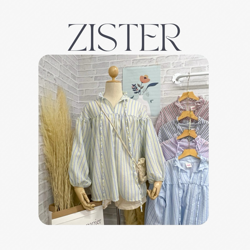 ZISTER | ZV0096L Jinny pastel เสื้อแขนยาวคอระบาย ผูกโบว์ได้