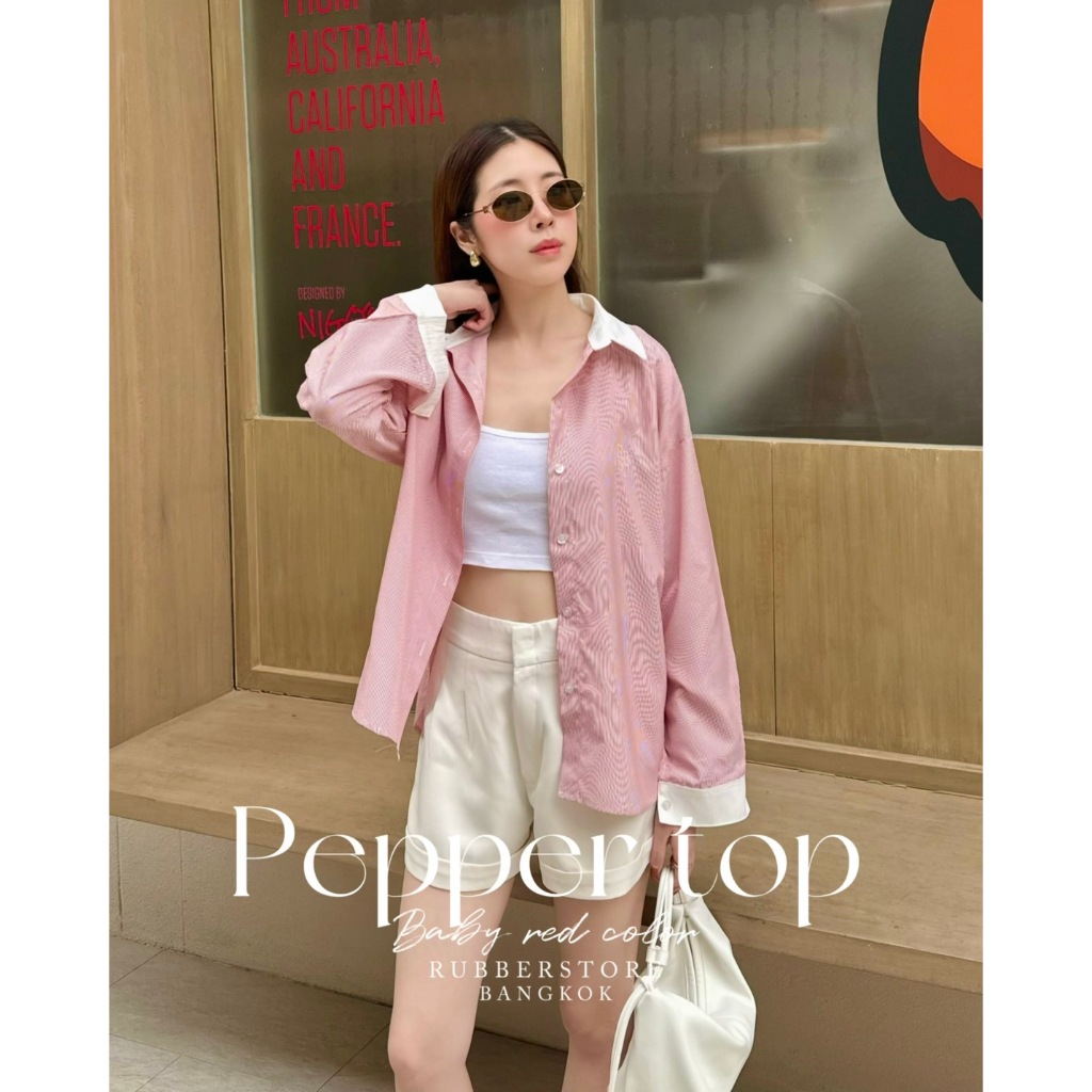 Pepper top เสื้อเชิ้ตแขนยาว oversize