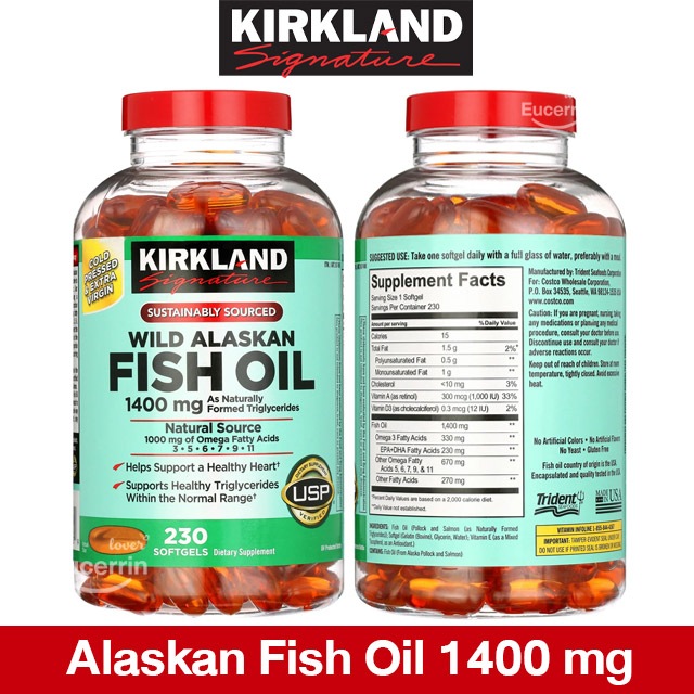Kirkland Signature Wild Alaskan Fish Oil 1400 mg., 230 Softgels น้ำมันปลาอลาสก้า