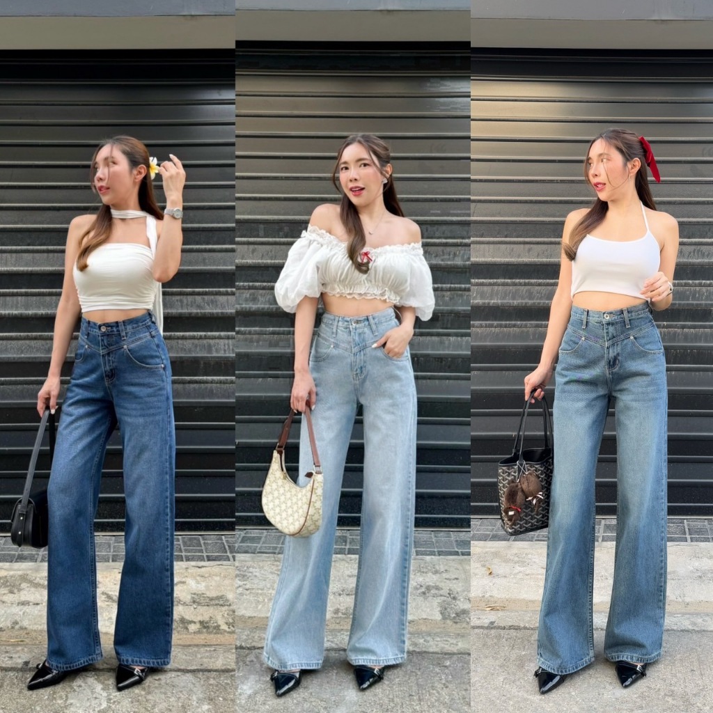 ยีนส์SARAN SP025 กางเกงยีนส์ทรงกระบอก V Jeans