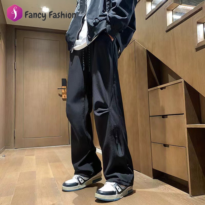 Fancy Fashion ฤดูใบไม้ร่วง กันน้ํา สีพื้น ซิปโจมตี กางเกง สไตล์อเมริกัน อเนกประส