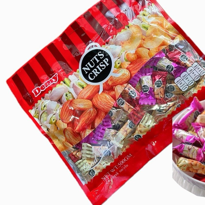 ขนมถั่วตุ๊บตั๊บ Nuts Crisp ขนมถั่วอัดแท่งรวมรส 500กรัม酥糖