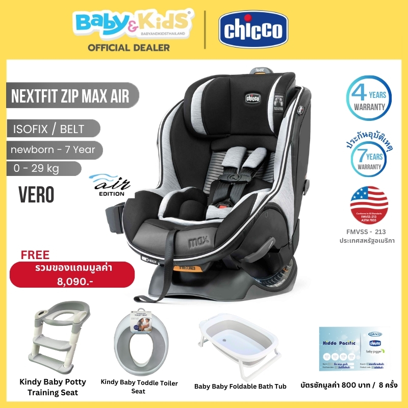 🎈 แรกเกิด-7ปี Nextfit 🎈Chicco Nextfit MaxZip Air  คาร์ซีท คาร์ซีทเด็ก สี Veroใช้Belt/ISOFIX ประกันศู