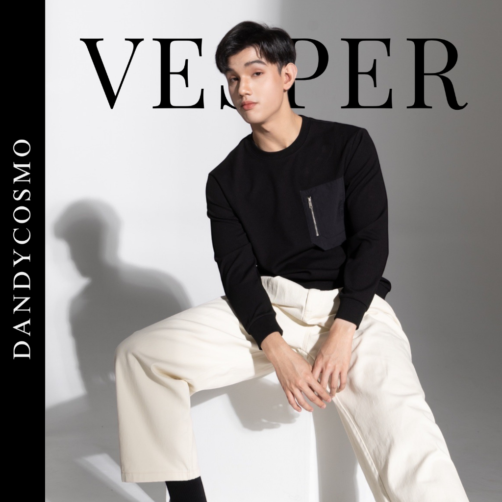 DANDY COSMO | [2สี]เสื้อแขนยาว ผ้าร่อง แต่งกระเป๋าหน้า รุ่น Vesper