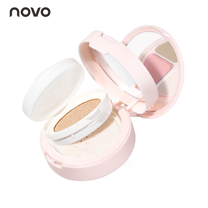 6294 (ใหม่/แท้) NOVO ตลับแป้ง 3in1 เฉดดิ้งไฮไลท์บลัชออน+คุชชั่น+แป้งฝุ่น คุมมัน ปกปิด ปรับผิวสว่างใส กันน้ำ กันเหงื่อ