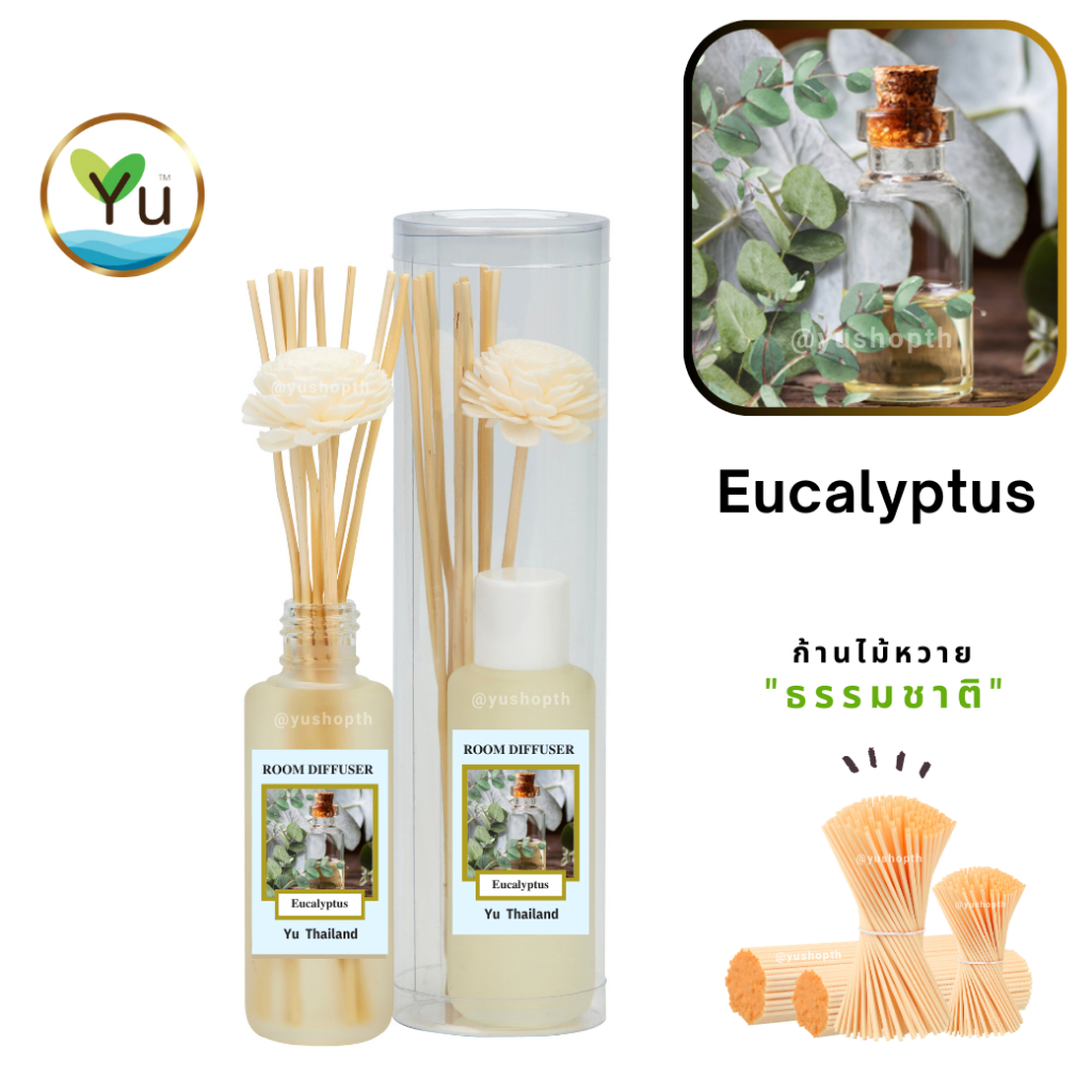 ก้านไม้หอม กระจายกลิ่น 50 ml. กลิ่น Eucalyptus (ยูคาลิปตัส) | เซตกล่อง PVC
