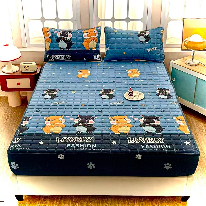 ผ้าปูที่นอนเสริมใยนุ่ม(เนื้อผ้า3ชั้น) หนานุ่ม มีลายให้เลือกหลากหลาย - รูปที่ 2