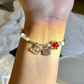 สร้อย+กำไลลูกปัด จี้คิตตี้ 🍎🐱 | ใส่อักษรได้ 1 ตัว A-Z | แจ้งทางแชท หรือข้อความถึงผู้ขาย