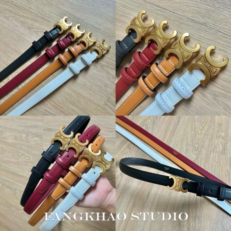 ข003 เข็มขัดแฟชั่น หนังวัว หัวอะไหล่ทอง ปั้มตัวหนังสือชัด ใช้งานทนทาน