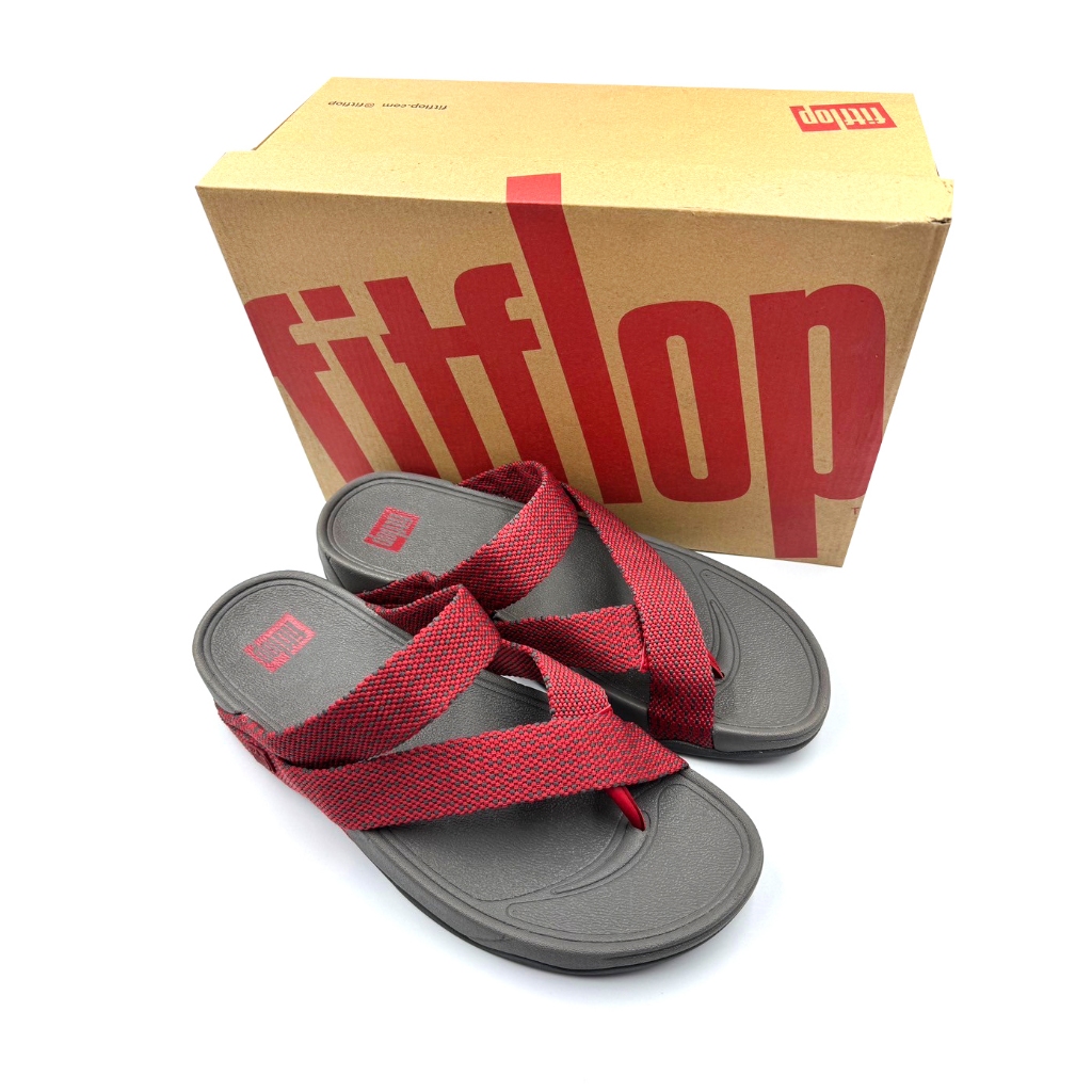 Fitflop รองเท้าแตะผู้ชาย Sling Weave Toe-Post สีแดง #47