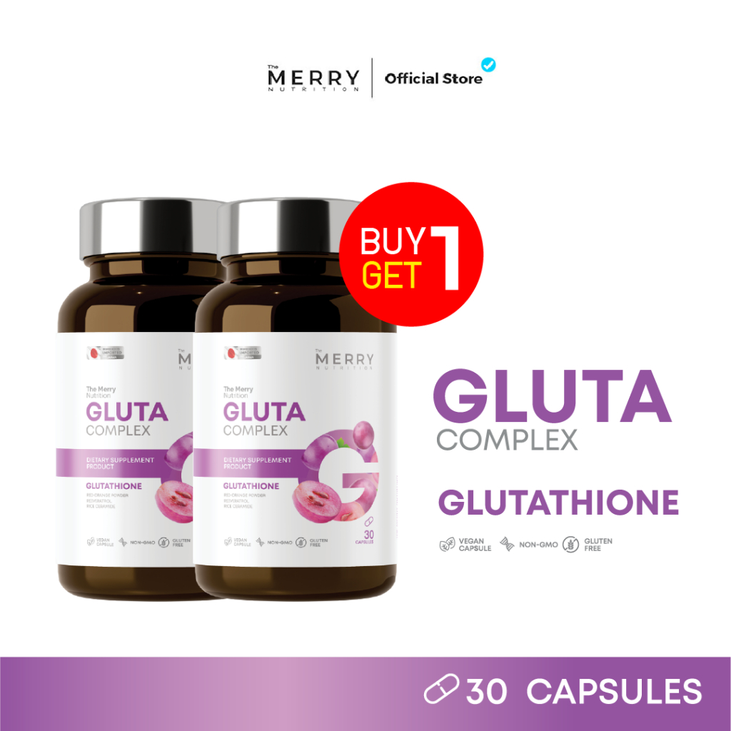The Merry Gluta Complex (กลูตาไธโอน เผยผิวขาวกระจ่างใส) : 30 Capsules