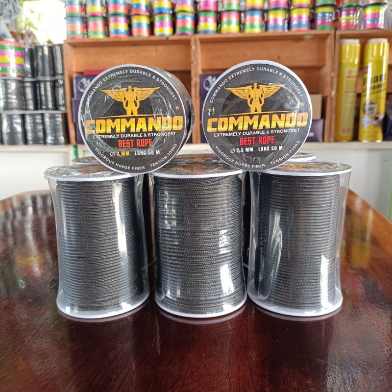 เชือกคอมมาโด (commando) เชือกเกี่ยวลูกดอกหาปลา ขนาด 2.5 มิล และ 3 มิล (แบ่งขาย) ตัวเชือกเหนียวและทน