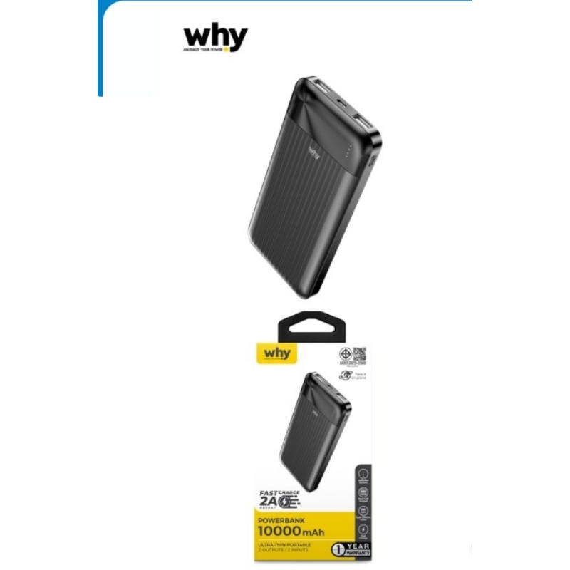 Powerbank 10000 mAh. รุ่น Why PB107E พกขึ้นเครื่องบินได้