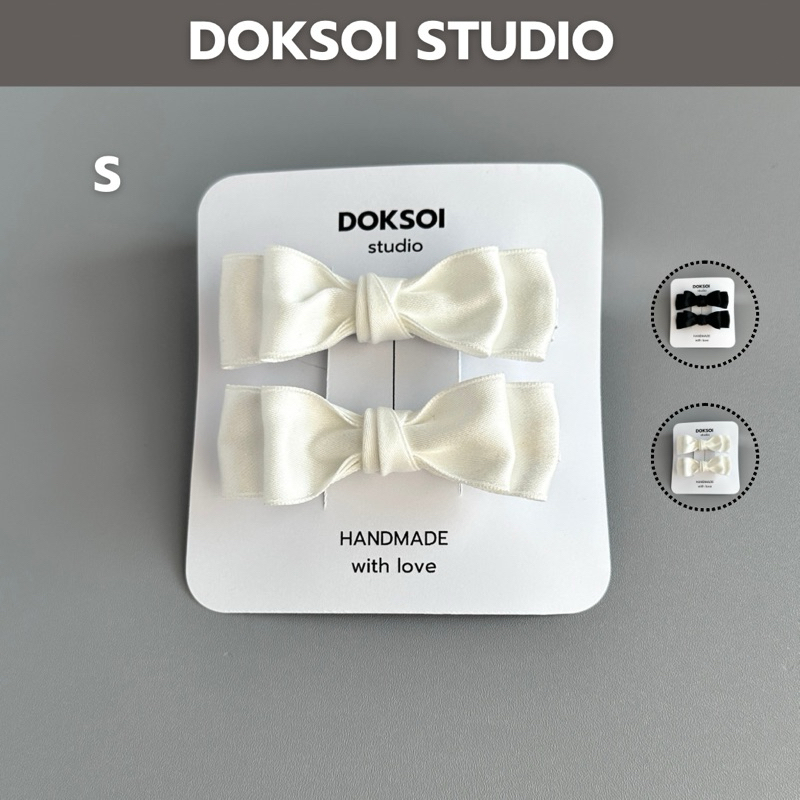 DOKSOI-โบว์ติดผม Hair Bow ขนาดเล็ก ไซส์ S สีใหม่ขาว,ดำ