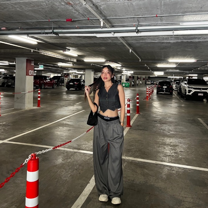 Bonnie Pants (กางเกงบอนนี่) กางเกงขายาวดีเทลขอบ2ชั้นMONTHA กางเกงแฟชั่นผู้หญิง กางเกง เสื้อผ้า Women