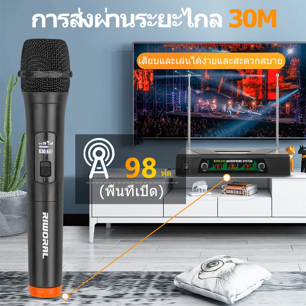มโครโฟนไร้สาย มืออาชีพ คุณภาพเสียงสูง แกนข้าวสาลีนำเข้า ไมค์ พลาสติก ไมค์ไร้สาย wireless คาราโอเกะร้องเพลง