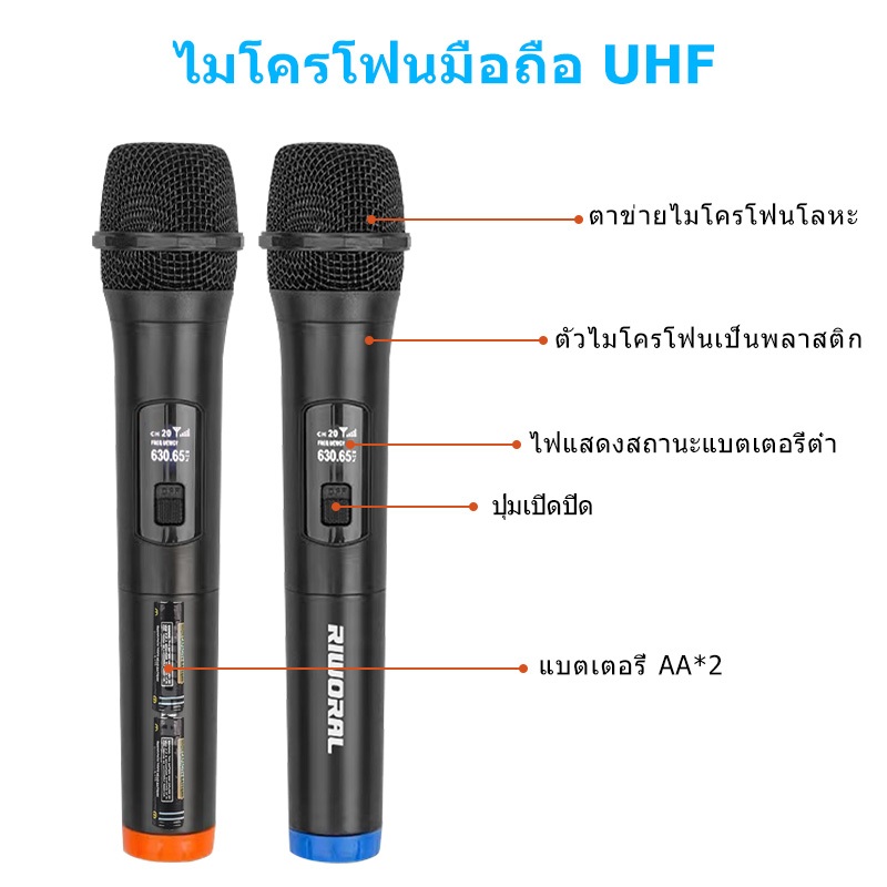 มโครโฟนไร้สาย มืออาชีพ คุณภาพเสียงสูง แกนข้าวสาลีนำเข้า ไมค์ พลาสติก ไมค์ไร้สาย wireless คาราโอเกะร้องเพลง