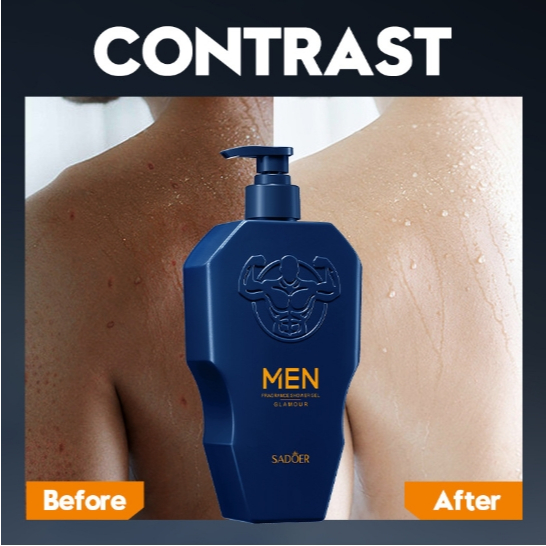 SADOER MEN FRAGRANCE SHOWER GEL GLAMOUR เจลอาบน้ำ กลิ่นผู้ชาย สูตรผู้ชาย อุดมไปด้วยฟองนุ่ม (500 ML.)