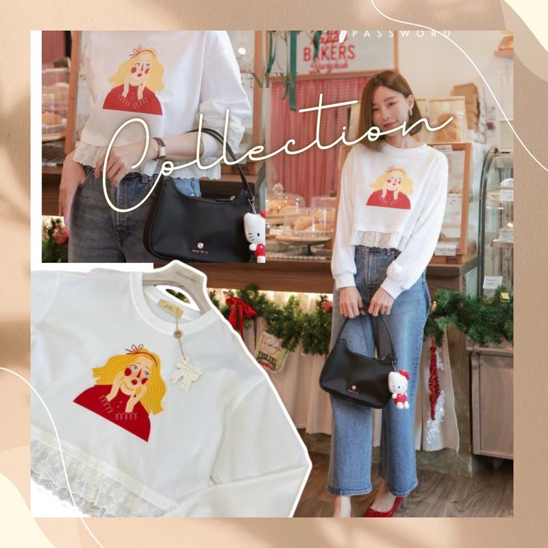 password เสื้อแขนยาวผ้ายืดเนื้อผ้านุ่ม