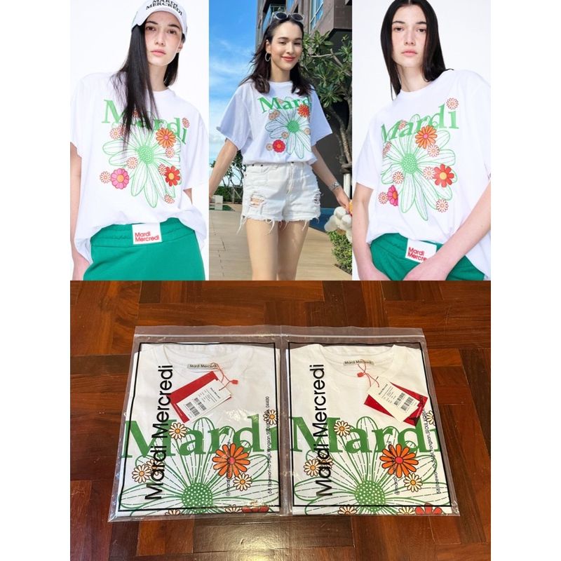 พร้อมส่ง TSHIRT FLOWERMARDI BLOSSOM_WHITE GREEN