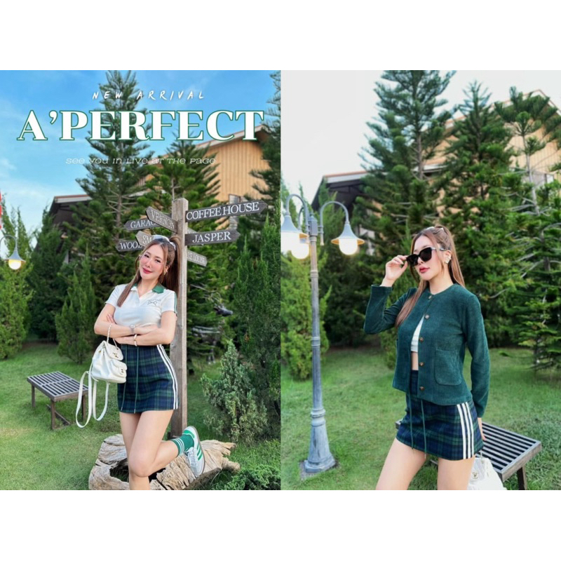 (จัดส่งภายใน 24 ชม) A'Perfect ~ VG พร้อมส่ง Used M (ใช้โค้ช30% ) เซต sport girl น่ารักมากๆ เสื้อโปโล น่ารักมาก