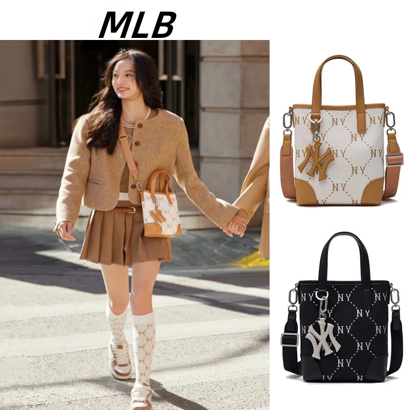 แท้ MLB New York Yankees Retro สายตายาวแฟชั่น Casual กระเป๋าถือ สะพายข้าง
