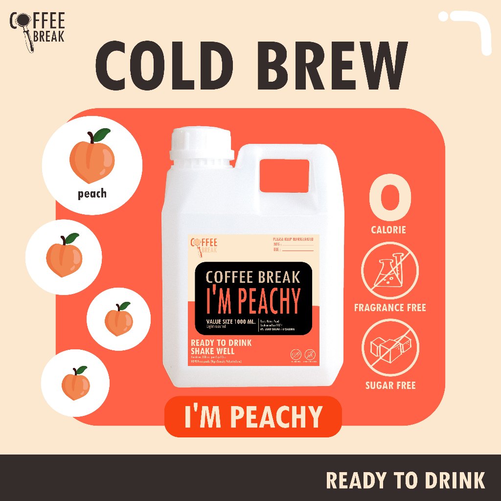 กาแฟ Cold brew กาแฟสกัดเย็น คั่วอ่อน I'M Peach กลิ่นพีช หอม สดชื่น ละมุน แค่เทก็พร้อมดื่ม ไม่ต้องผสม