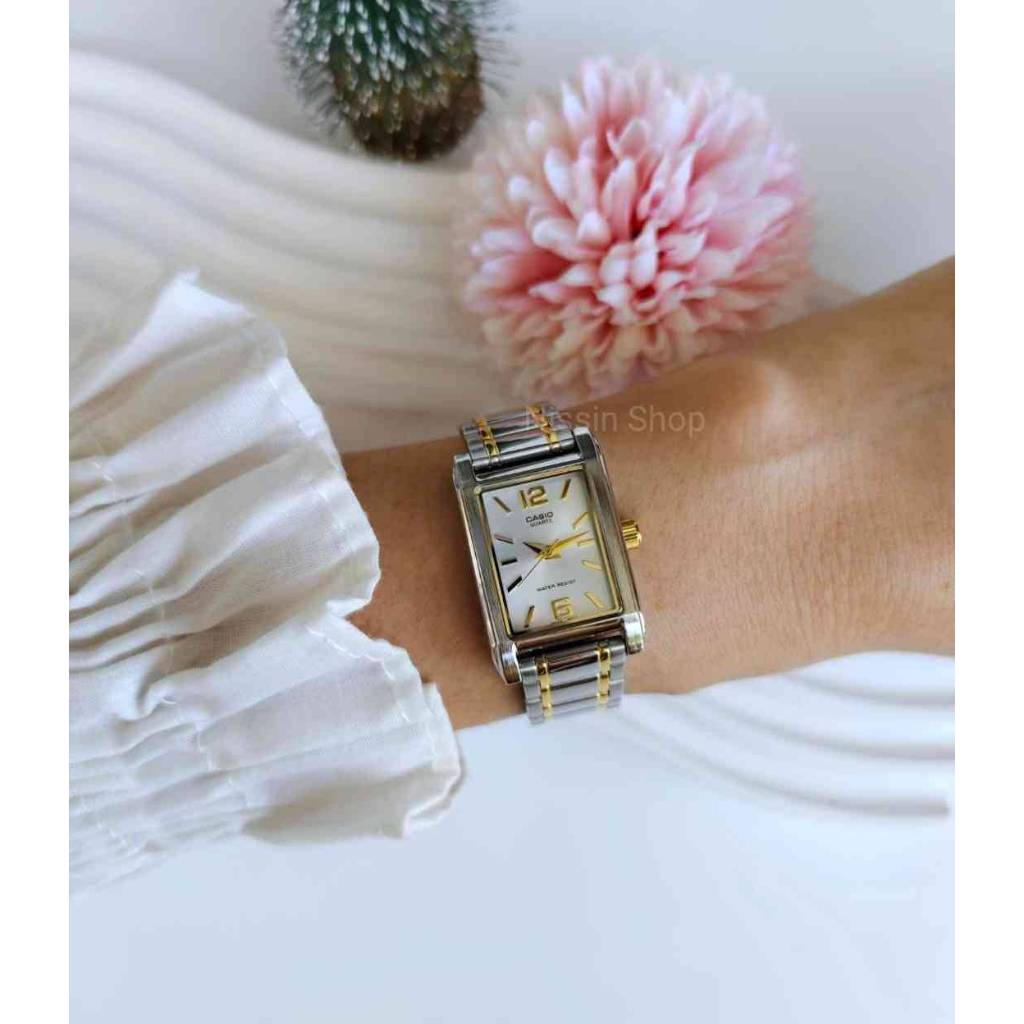 นาฬิกา Casio แท้ รุ่น LTP-1235SG-7A นาฬิกาข้อมือผู้หญิง สายสเตนเลส 2กษัตริย์ หน้าปัดเหลี่ยม -ของแท้ประกันศูนย์ CMG