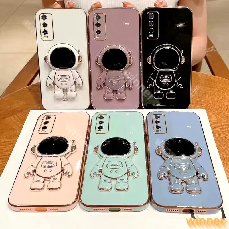 เคสอขอบตรงTPU นักบินอวกาศ สำหรับรุ่น Vivo Y17s Y27 4G Y27 Y20 Y20S Y20I Y12A Y12S Y12 Y15 Y17 Y15A Y01 Y01A มีขาตั้ง