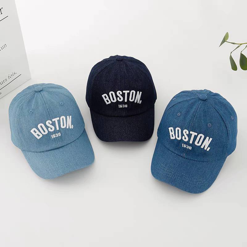 [พร้อมส่ง] หมวกเด็ก 1ปี - 5ปี รอบหัว:50-52 cm. หมวกแก๊ป (Cap) ผ้ายีนส์ ปักอักษร BOSTON 1630 หมวกสำหรับเด็กใส่กันแดด