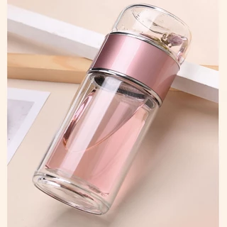JQTG 500ml กระบอกน้ำชา กระบอกชงชา กระจกสองชั้น ขวดชาพร้อมตัวกรอง กระบอกชงชา แก้วชงชา กระบอกชงชาพกพา แก้วแยกกากชา ถ้วยกรอ