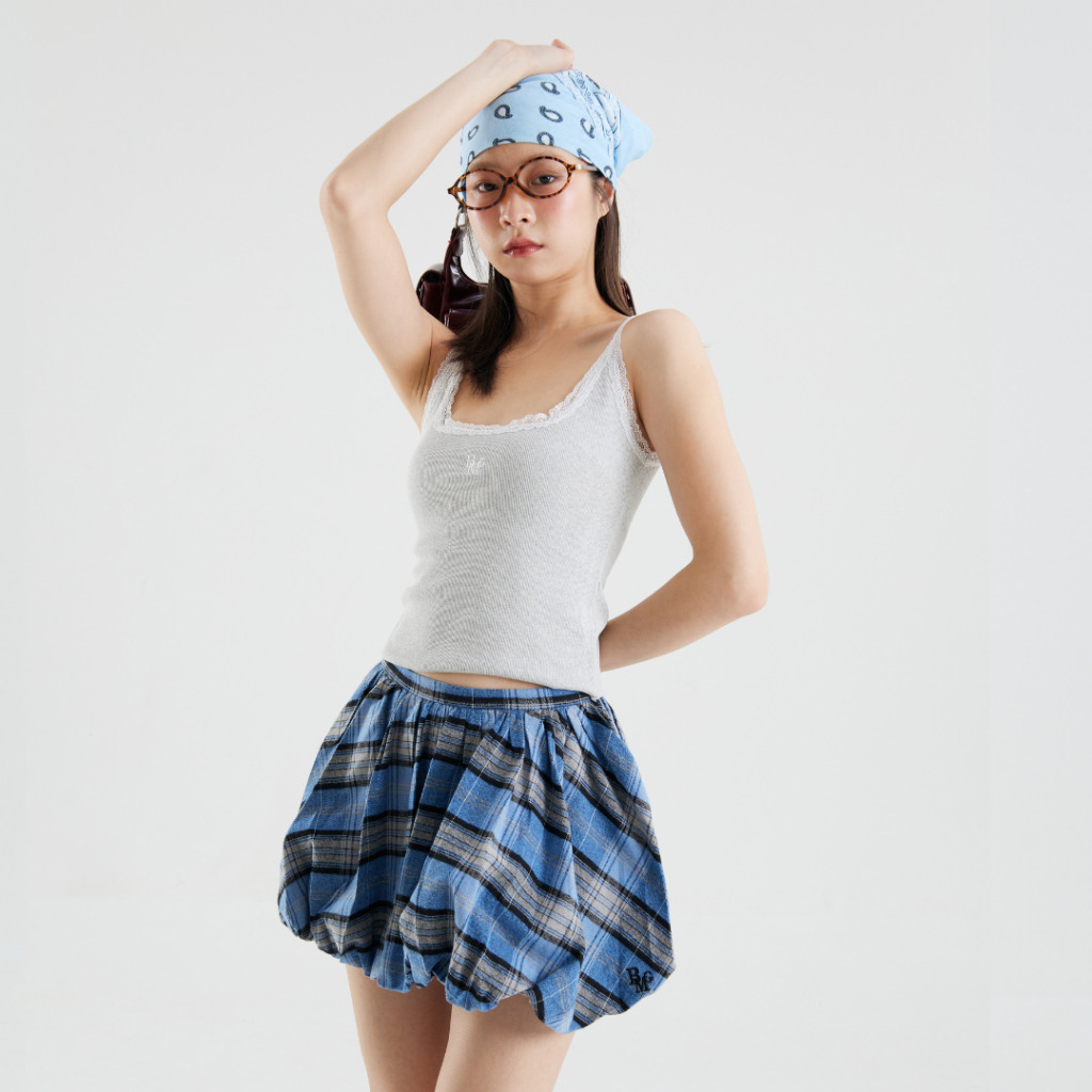 Bemingskirt048(XS-4XL) - Check Balloon Skirt กระโปรงบอลลูนลายสก๊อต โดดเด่นด้วยเนื้อผ้าสไตล์วินเทจ - รูปที่ 6