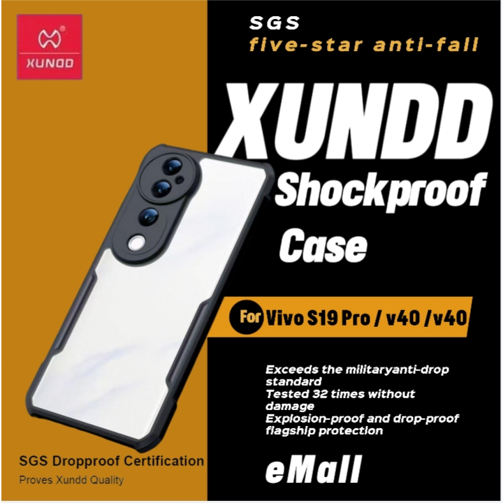 Xundd Case ใช้สำหรับVIVO V50 V60 Lite V70 FE V40 Pro เคสป้องกันการกันกระแทก ป้องกันรอยขีดข่วน วัสดุ TPU ฝาหลังอะคริลิคใส