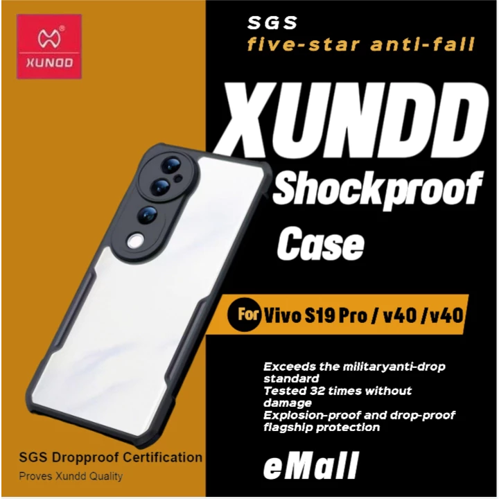 Xundd Case ใช้สำหรับVIVO V50 V60 Lite V70 FE V40 Pro เคสป้องกันการกันกระแทก ป้องกันรอยขีดข่วน วัสดุ TPU ฝาหลังอะคริลิคใส